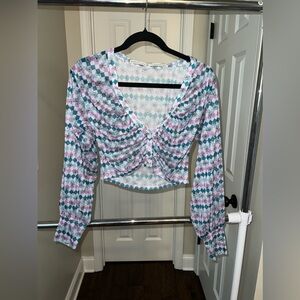 Urban Outfitters Patterned Sheer Crop Top